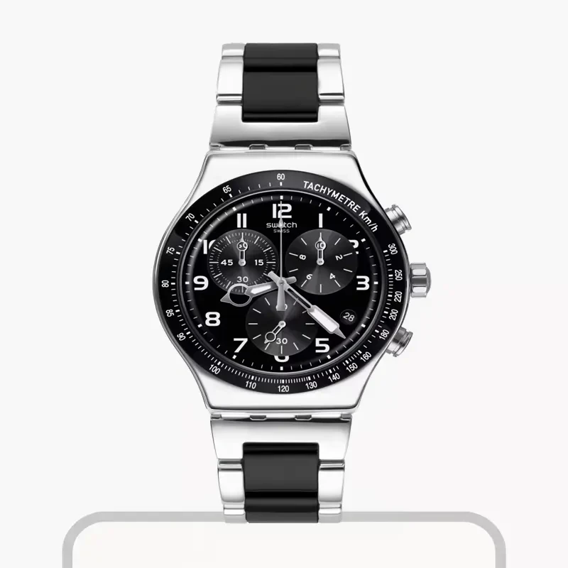 Swatch Speed Up Stainless Steel Black Dial Men's Watch- YVS441G